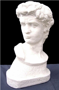 Bianco Carrara Marble Carved David Bust
