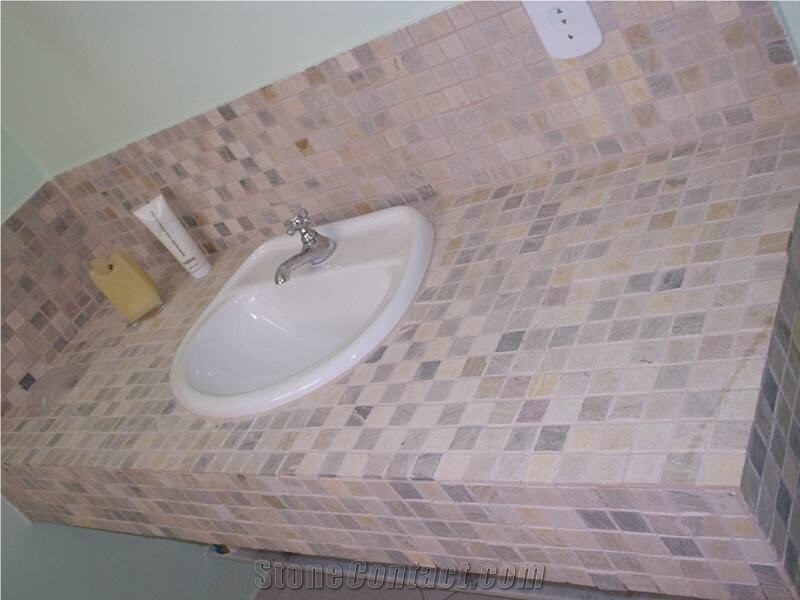 Verano Brazilian Quartzite Mosaic Bath Top, Noble Yellow Quartzite Bath Tops