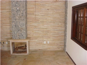 Verano Brazilian Quartzite Strip Mosaics Wall Tiles, Noble Yellow Quartzite Strip Mosaics
