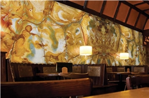 Palomino Quartzite, Stone Wood Quartzite Translucent Restaurant Wall Panel