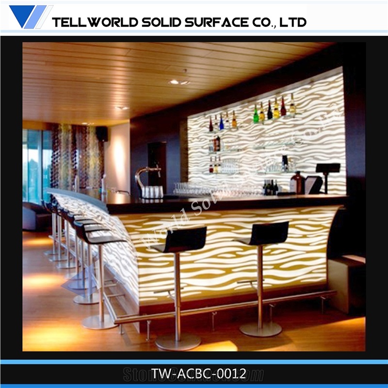 Acrylic Solid Surface Bar Counter(Translucent Panel with Led Lights)