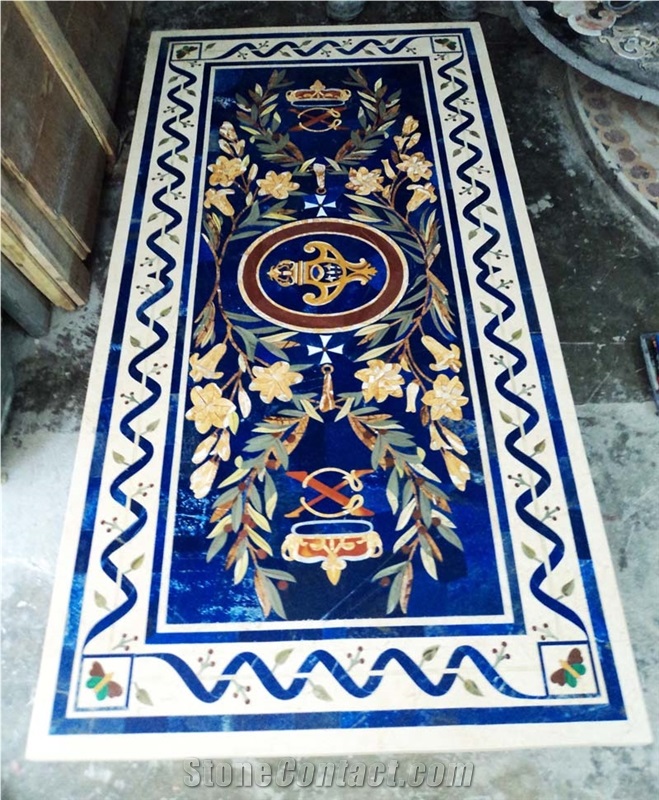 Marble Stone Inlay Dinning Table Top Pietra Dura Table Top