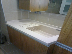 Cameo White Corian Solid Surface Bathroom Top