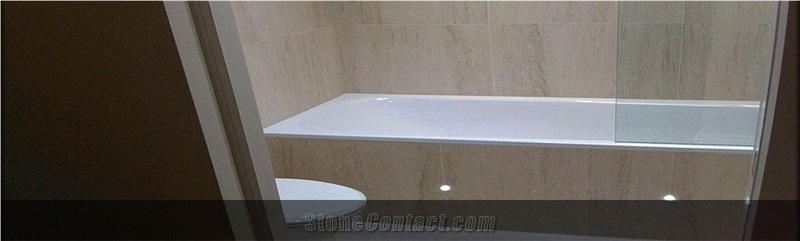 Moca Cream Fine Grain Limestone Bath Tub Surround