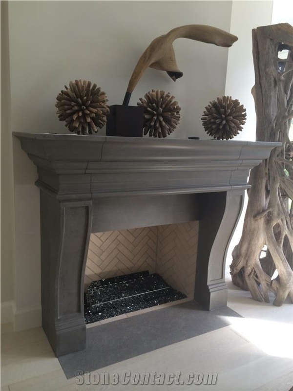 Grey Marble fireplace mantel