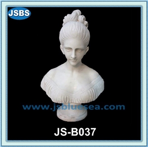 Classic Lady Portrait, Natural Marble Sculpture & Statue