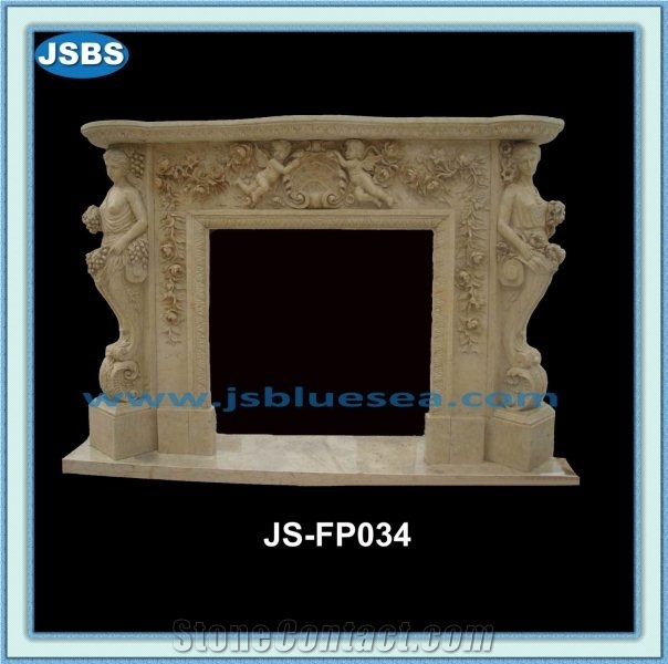 Fireplace Mantel Sculpture, Natural Marble Fireplace Mantel