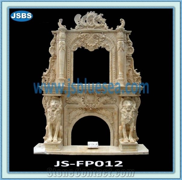 Freestanding Honed Marble Fireplace Mantel