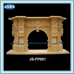 Indoor Fireplace Mantel, Natural White Marble Fireplace Mantel