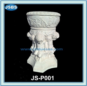 Marble Flowerpot, Natural White Marble Pots