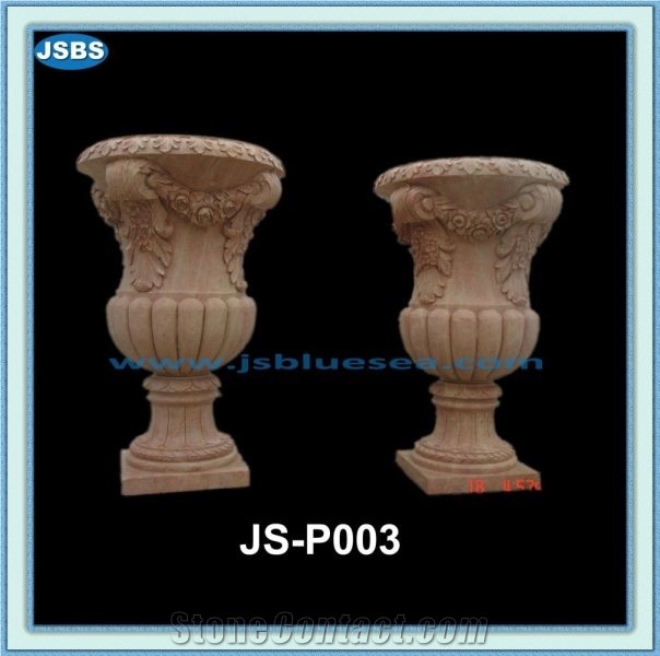 Marble Flowerpot, Natural White Marble Pots