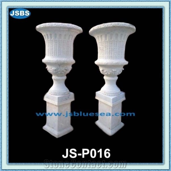 Marble Stone Flowerpot, Natural White Marble Pots