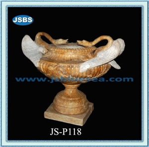 Marble Stone Vase, Natural White Marble Flower Pot