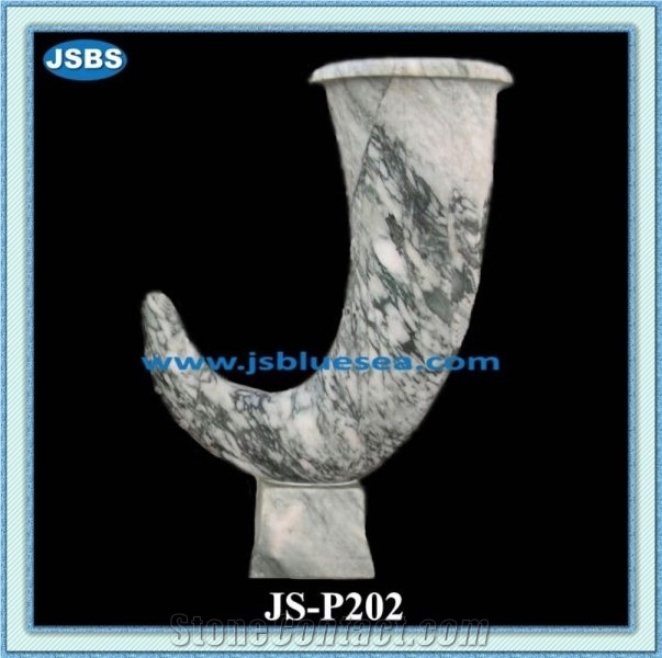 Marble Stone Vase, Natural White Marble Flower Pot