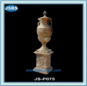 Outdoor Marble Flowerpot, Natural White Marble Pots