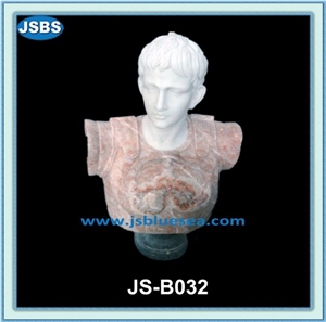 Roman Bust Sculpture, Natural Marble Sculptures