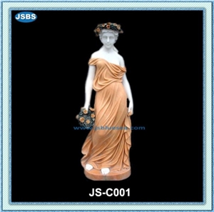 Stone Carved Lady Statue, Natural Marble Statues