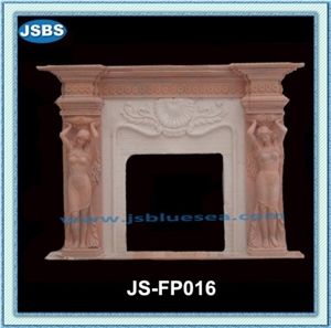 Stone French Fireplace Mantel, Natural White Marble Fireplace Mantel