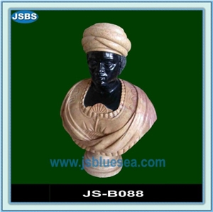 Stone Indian Head Bust, Natural Marble Sculpture & Statue