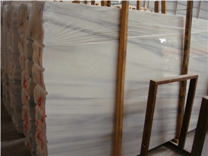 China Bianco Carrara White Honed Marble Slabs,Ice Flower Marble Tiles with Blue Veins