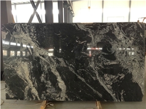 China Cosmos Black Granite High Gloss Polished Tile, Black Granite with Grey Veins,Snow Gray Granite Slab Machine Cut Floor Covering,Wall Panel