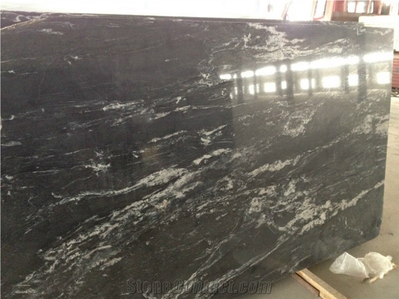 China Cosmos Black Granite Slab,Black Swan Granite Tiles with Grey Sand Veins for Floor Covering,Exterior Building Wall Cladding