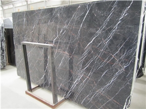 China Golden Portoro Black Tulip Marble Slabs Tile Polished Panel for Hotel Floor Covering,Wall Cladding with Gold Vein