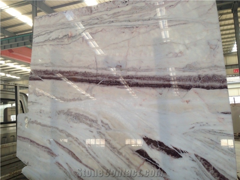 Ivory Cream Marble Slabs Tiles with Pink Veins,Good Quality Machine Cutting Polished Panel for Reception Desk Material,