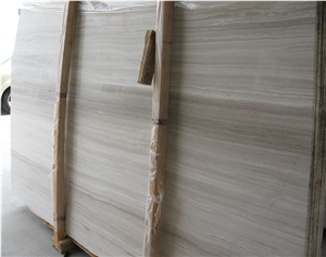 White Wooden Vein Marble Slab Tile Machine Cut Panel for Bathroom Floor Covering,Wall Cladding Project,Wood Grain Manufacturer