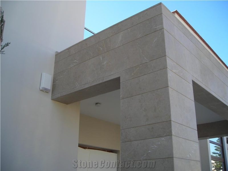 Ligourio Dark Beige Marble Exterior Wall Aplication