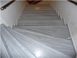 Nestos Semi White Grey Marble Staircase