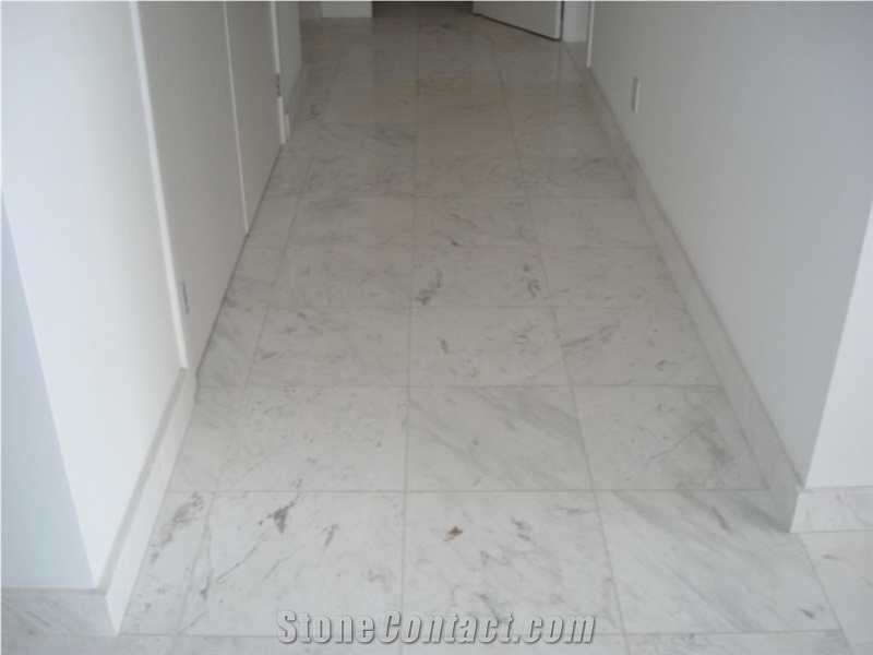 Pirgon White Marble Polished Floor Tiles, Greece White Marble