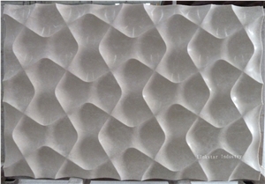 3d Natural Beige Stone Wall Panel Covering, Beige Marble Wall Panel