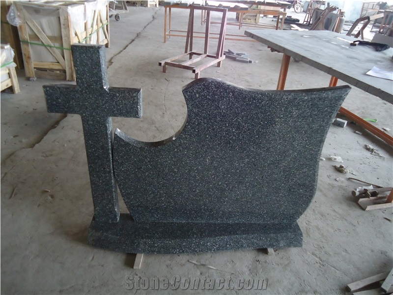 China Snow Black Granite Polished Tombstone