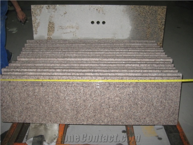 G611 Pink Granite Polished Stair, G611 Pink Granite Polished Step