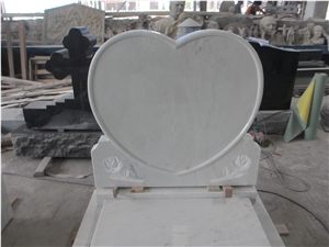 White Marble Polished Tombstone,Heart Monuments
