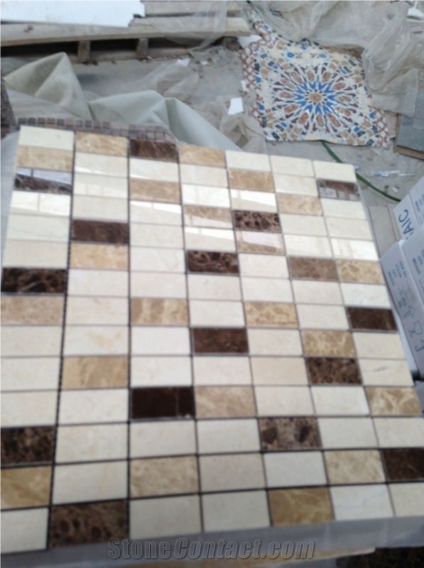 Yellow Marble Polish Mosaic Tile, Mosaic Tile Marble Bath Accessories