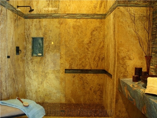 Gold Travertine Shower Panel