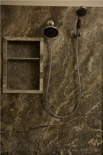 Siver Travertine Gray Travertine Wall Box, Silver Grey Travertine Bath Accessories