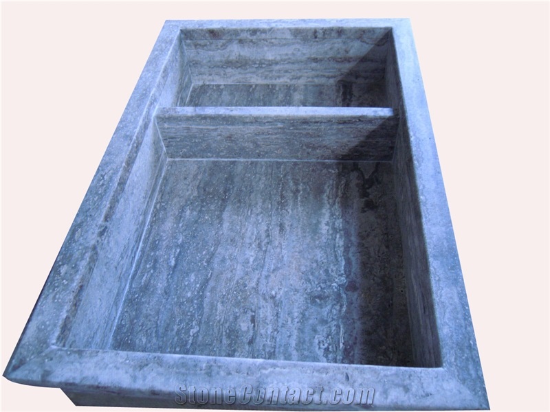 Siver Travertine Gray Travertine Wall Box, Silver Grey Travertine Bath Accessories