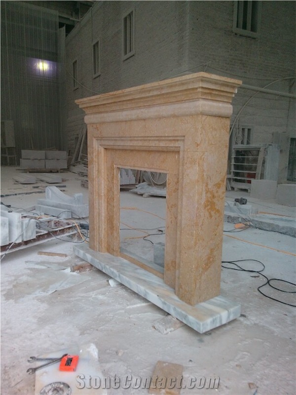 Beige Marble Fireplace Mantel,Fireplace Surround, Hearth and Home