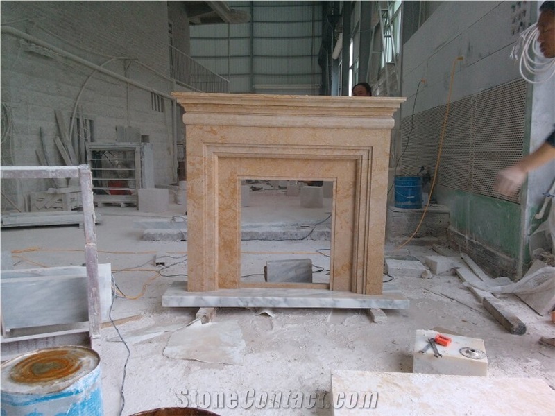 Beige Marble Fireplace Mantel,Fireplace Surround, Hearth and Home