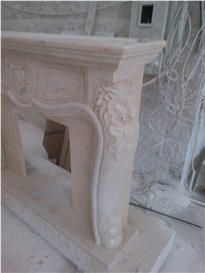 Beige Marble Fireplace Surround