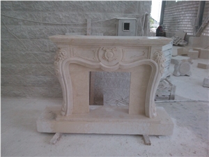 Beige Marble Fireplace Surround