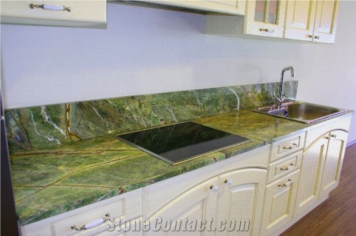 Rain Forest Green Marble Kitchen Countertop