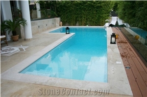 Swimming Pool Design, Levadia Vanilla Beige Marble Pool Coping
