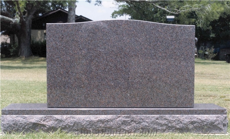 Grass Marker, Mahogany Brown Granite Slant Grave