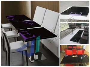 Purple Fashionable Words Design Dining Table Widely Used in Coffee Shop