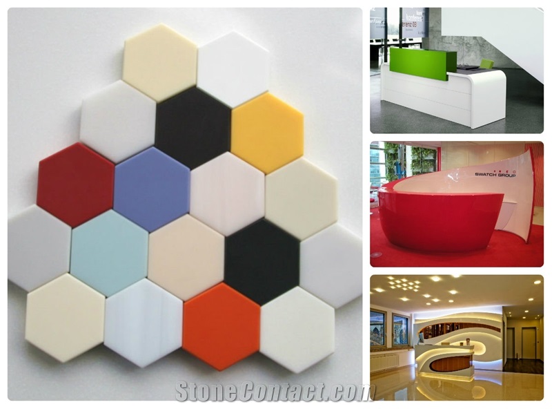 Red Corian Top Quality Exclusive Style Reception Furniture Reception Counters