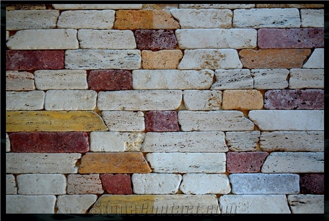 Tumbled Brick Mix Travertine Mosaic